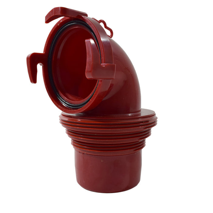Red Threaded RV Sewer Bayonet Fitting - Angled View | United RV Parts