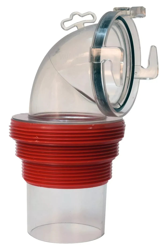 Clear Plastic 90 Degree RV Sewer Hose Bayonet Coupler - Side View | United RV Parts