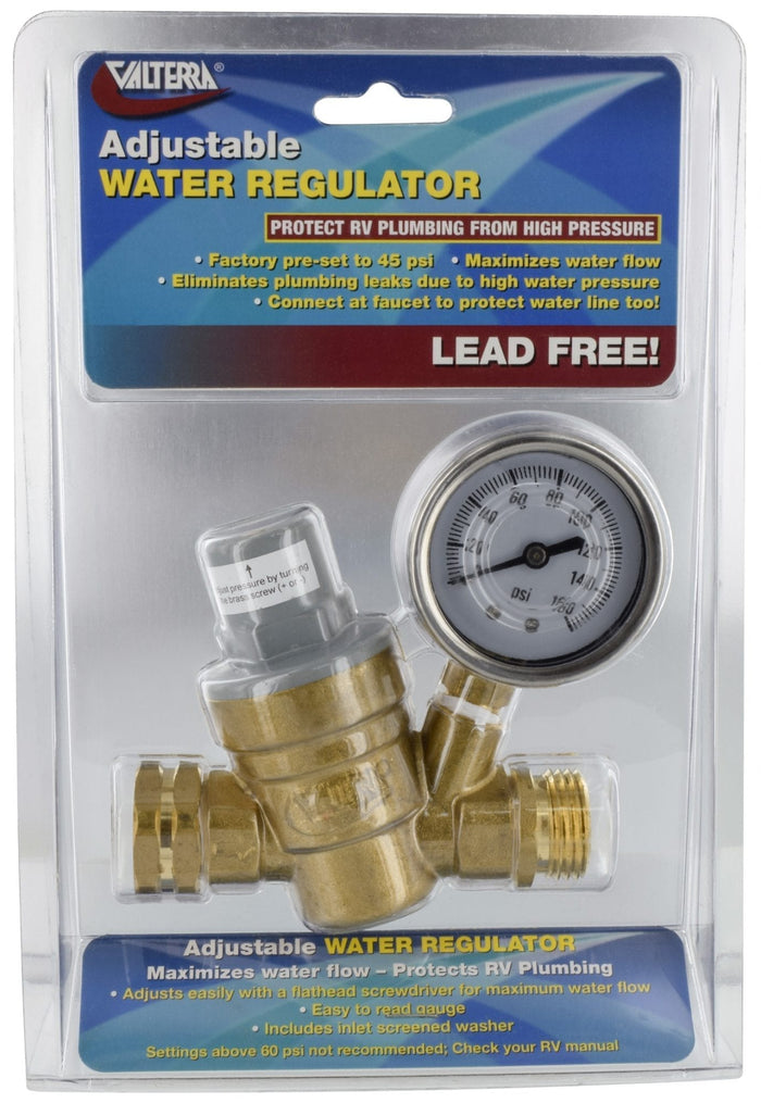 Valterra A01-1117VP Adjustable Water Regulator Product Packaging | United RV Parts