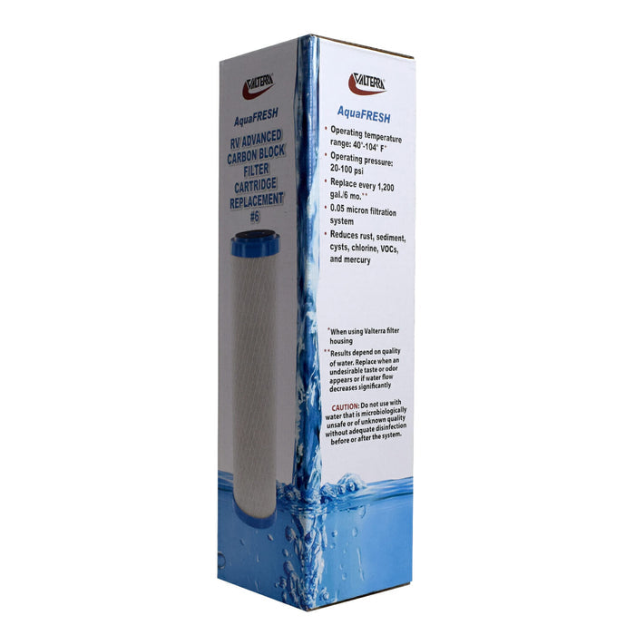 Valterra AquaFresh A01-1134 RV Water Filter - Specifications Box Side | United RV Parts