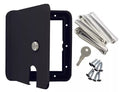 Black Plastic RV Cable Hatch Kit with Lock, Key, Screws & Seal - Full Contents View | United RV Parts