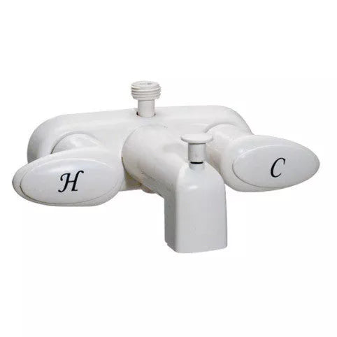 Biscuit White Valterra Catalina 4" RV Tub Diverter Faucet PF223261 - Front View | United RV Parts