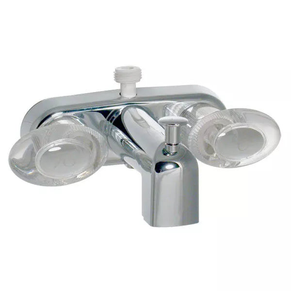 Chrome Valterra Catalina 4" RV Tub Diverter Faucet with Acrylic Handles - Front Angle | United RV Parts