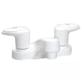 White Plastic 4-Inch RV Lavatory Faucet Dual Lever - Front View | United RV Parts