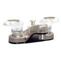 Brushed Nickel Valterra Catalina 4 Inch RV Lavatory Faucet with Tub Diverter - Angled View | United RV Parts