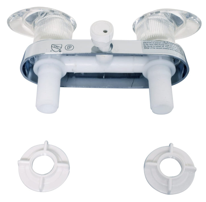 Valterra PF223341 RV Shower Fixture Bottom View Showing Inlet Ports and Mounting Hardware | United RV Parts