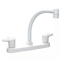 White Valterra Catalina 8" RV Hi Arc Kitchen Faucet 2-Handle - Front View | United RV Parts