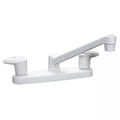 White Valterra Catalina 8-inch RV Kitchen Faucet with Dual Handles - Side View | United RV Parts
