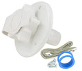 White Valterra RV City Water Inlet 2-3/4" Flange MPT with Hardware Kit - Angled View | United RV Parts