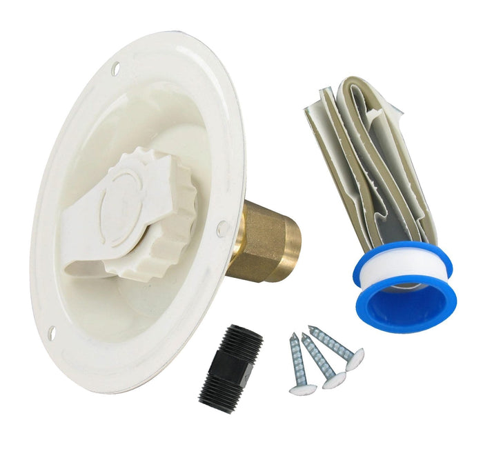 Colonial White Valterra RV City Water Inlet Recessed Flange FPT - Kit Contents View | United RV Parts