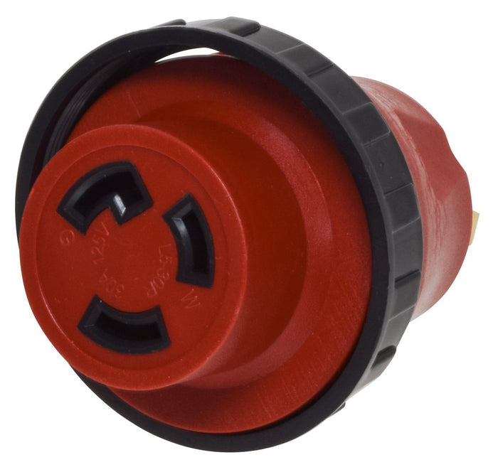 Red Valterra 30 Amp RV Adapter Plug A10-3030DA Female Receptacle Detail - Bottom View | United RV Parts