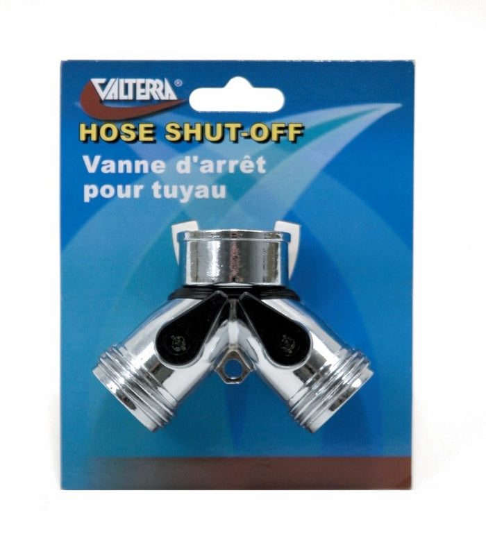 Valterra A01-0131VP Double Hose Shut-Off Metal Wye - Retail Packaging Front | United RV Parts