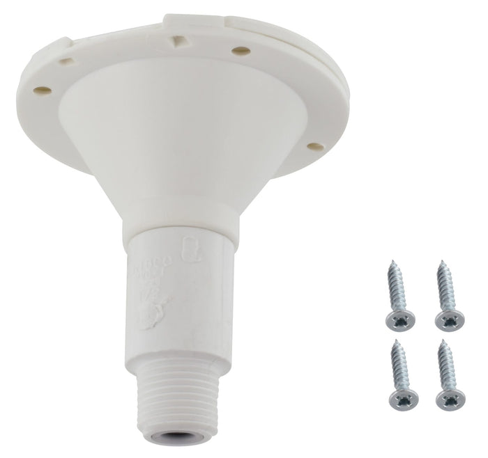 White ABS Valterra Spray Port PF147005 - Bottom View with Mounting Screws Included | United RV Parts