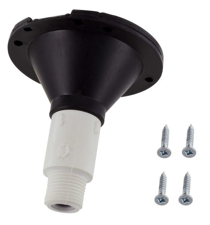 Black ABS Exterior Spray Port with Mounting Screws - Side Angle | United RV Parts
