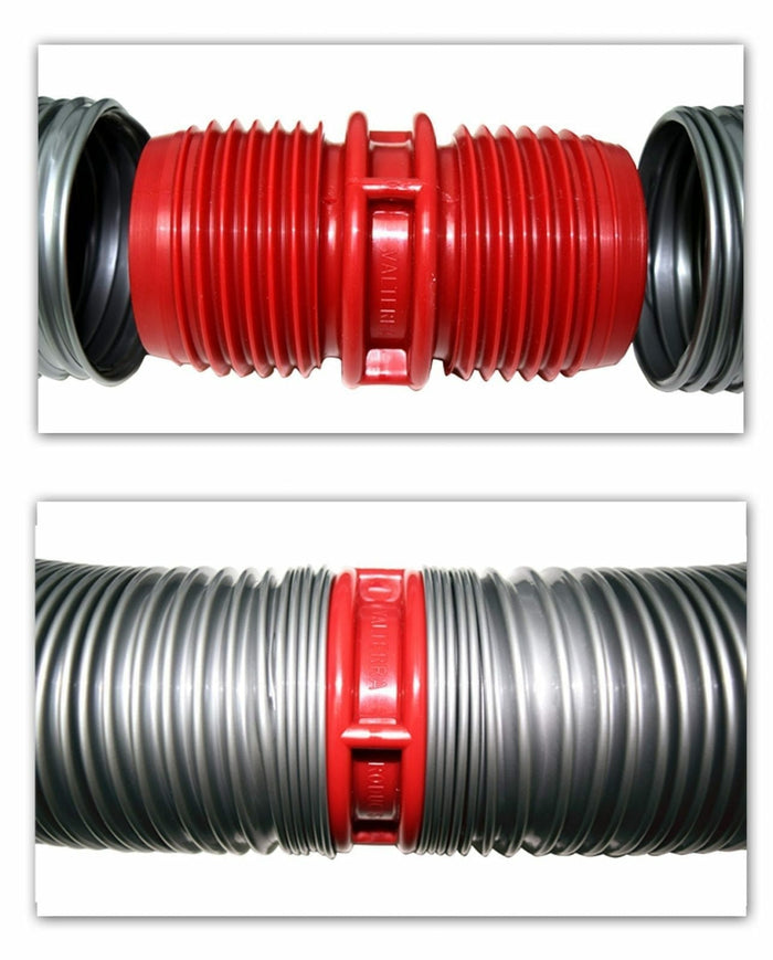 Red Sewer Hose Coupler Connected to Grey Hoses - Installation View | United RV Parts