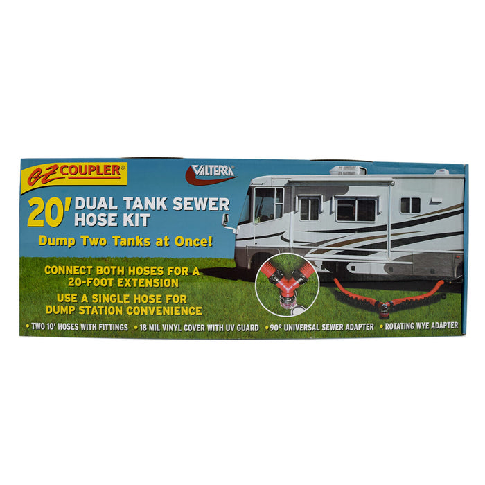 Valterra EZ Coupler 20ft Dual Tank Sewer Hose Kit D04-0118 - Retail Packaging Front | United RV Parts