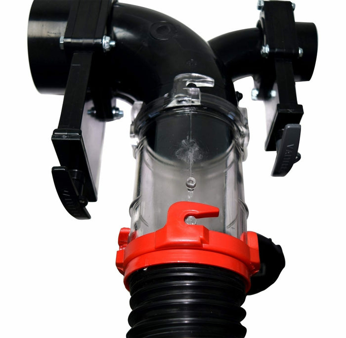 Valterra EZ Coupler Sewer Adapter Connected to RV Drain Hose - Installation View | United RV Parts