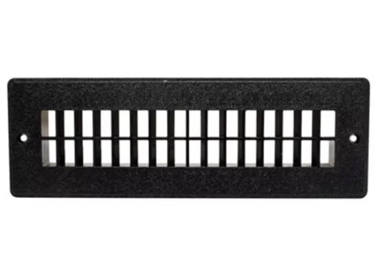 Black Valterra 2-1/4x10 Floor Register 2-Hole Louvered Vent - Front View | United RV Parts
