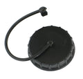 Black Plastic RV Water Inlet Cap with Tether - Angled View | United RV Parts