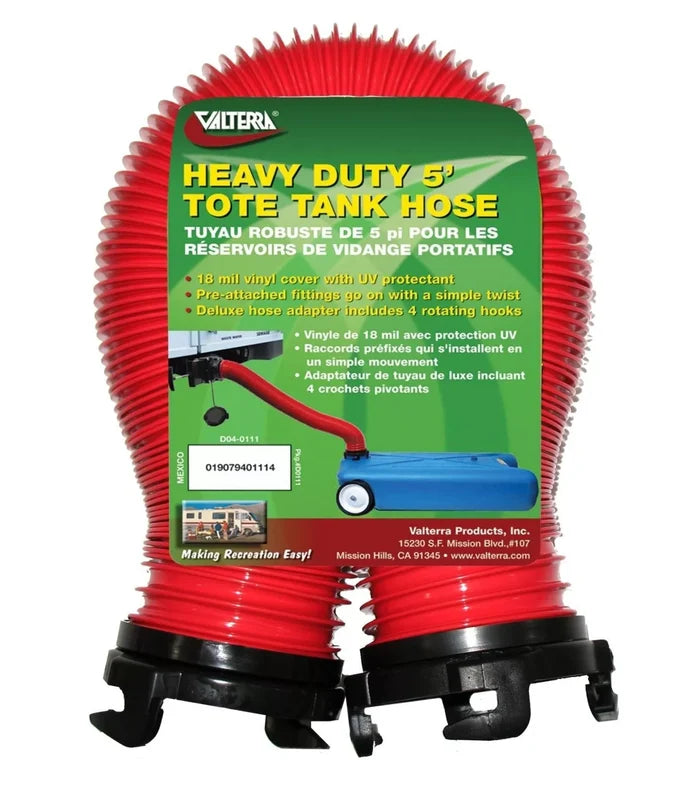 Red Vinyl Valterra Heavy Duty Tote Tank Hose D04-0111 5ft - Front View | United RV Parts