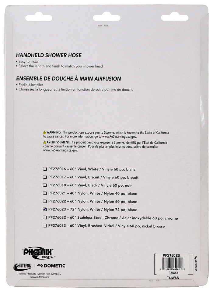 Valterra PF276023 RV Shower Hose - Back of Package with Model Specs | United RV Parts
