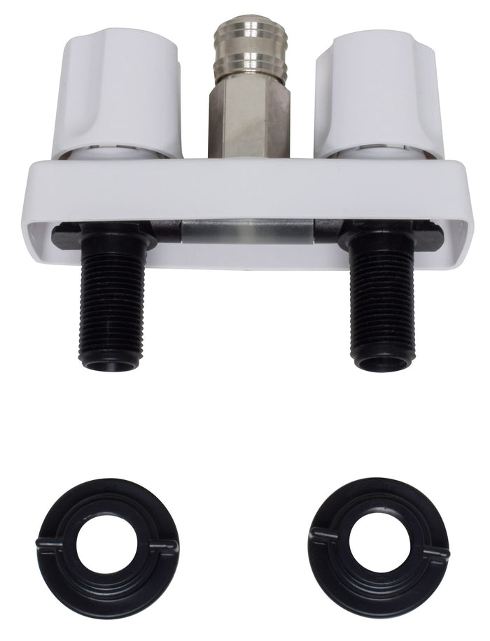 White Valterra RV Shower Valve Kit with Mounting Hardware - Full Assembly | United RV Parts