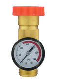 Brass Valterra RV Fresh Water Pressure Regulator with PSI Gauge - Front View | United RV Parts