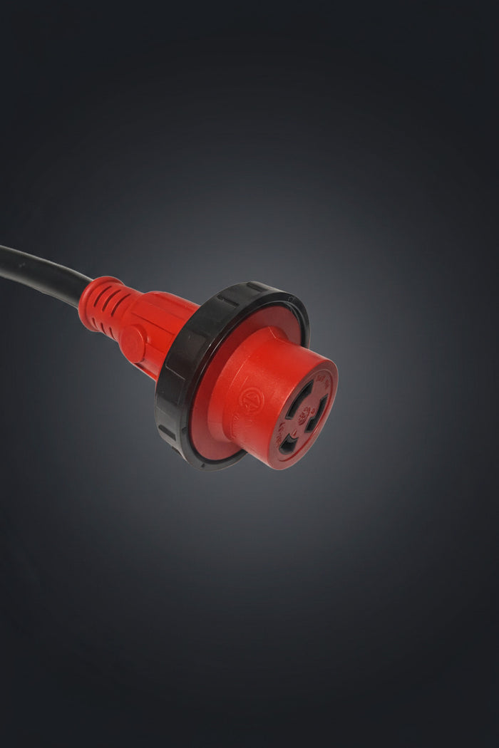 Red 30A Female Locking Receptacle Close-Up Detail on RV Power Cord Adapter | United RV Parts