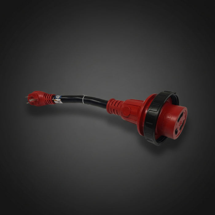 Red Valterra 15A to 30A RV Power Cord Adapter A10-1530D - Angled Side Profile | United RV Parts