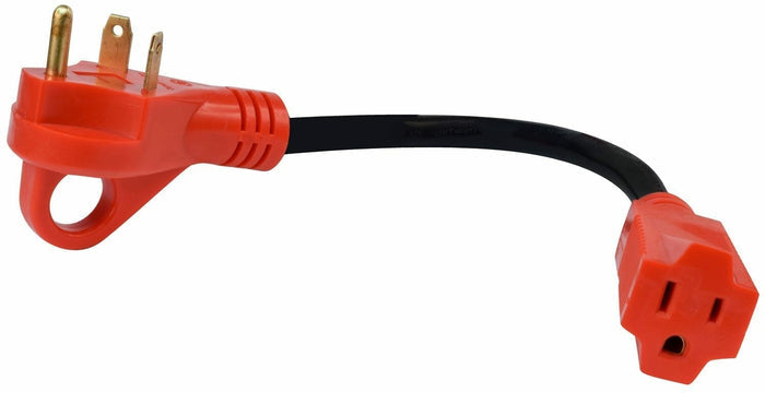 Orange Valterra RV Power Cord Adapter 30A Male to 15A Female A10-3015 - Side View | United RV Parts