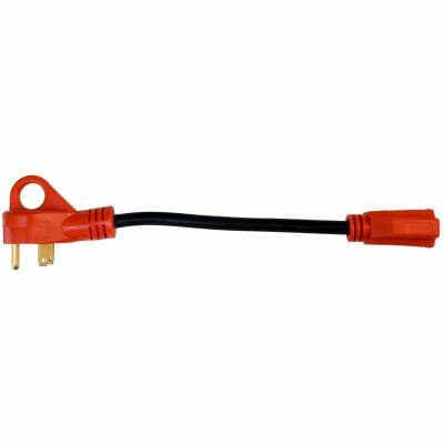 Valterra A10-3015 RV Power Cord Adapter 30A to 15A Orange 12-Inch Heavy-Duty Cord - Full Length View | United RV Parts