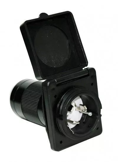 Black Valterra A10-50INBKVP 50 Amp RV Power Inlet - Open Cover View | United RV Parts
