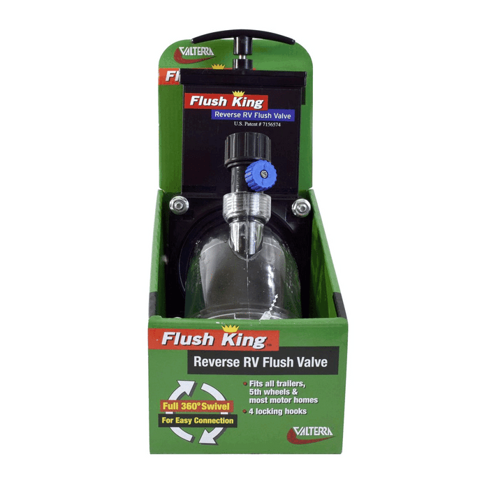 Valterra Flush King Reverse Flush Valve - Product Packaging 360 View | United RV Parts