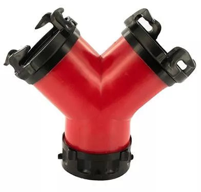 Red Plastic RV Sewer Hose Rotating Wye Connector - Front View | United RV Parts