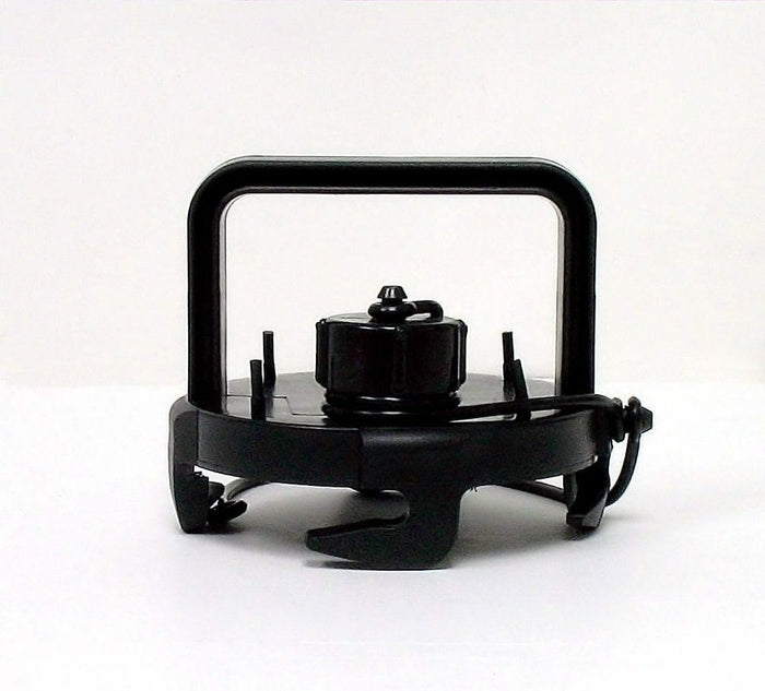 Black Plastic RV Sewer Hose Termination Cap - Side Angle | United RV Parts