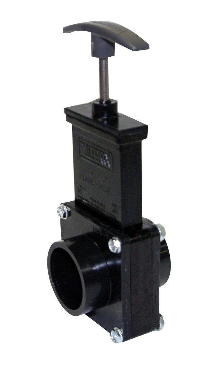 Black ABS RV Sewer Waste Valve T1001 - Side View | United RV Parts