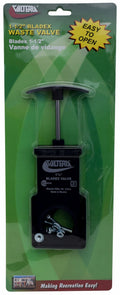 Black Valterra 1-1/2 Bladex Waste Valve - Package View | United RV Parts