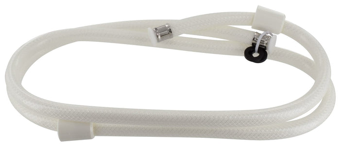 White Vinyl RV Shower Hose with Chrome Fittings - Side Profile | United RV Parts