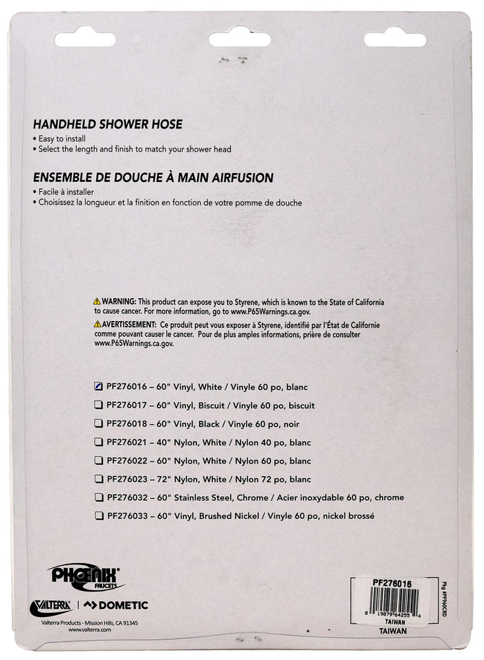 Valterra PF276016 RV Shower Hose Package Back - Model Variants and Specifications | United RV Parts