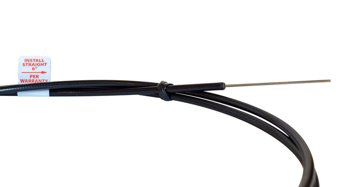 Valterra TC96PB Sewer Cable Stainless Steel Wire End with Installation Label - Close-Up Detail | United RV Parts