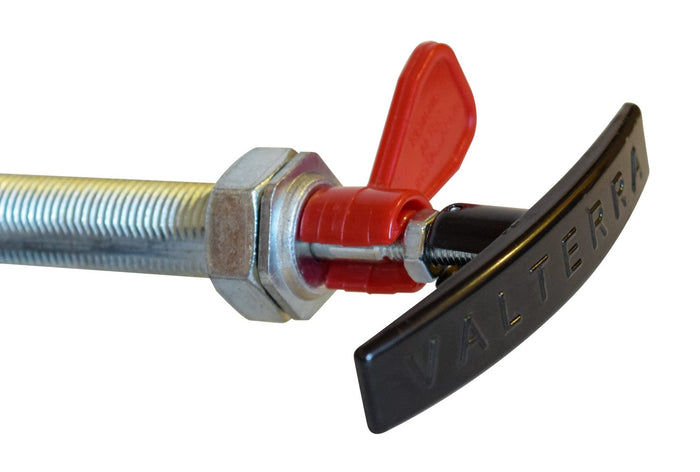 Valterra TC96PB Sewer Waste Cable Black T-Handle and Red Valve Hardware - Close-Up Detail | United RV Parts