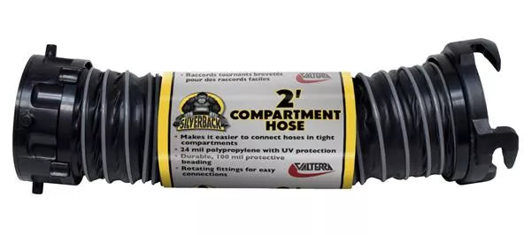 Black Valterra Silverback 2ft RV Sewer Compartment Hose D04-0602 - Side View | United RV Parts
