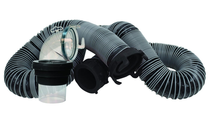 Black Ribbed RV Sewer Hose Kit - Coiled Configuration Detail | United RV Parts
