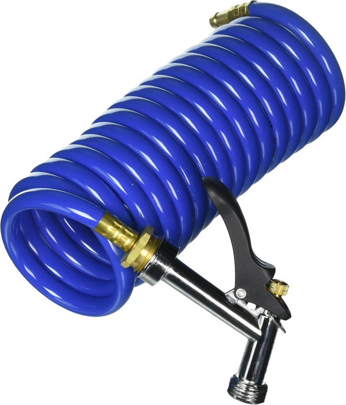 Blue Coiled RV Water Hose - Compact Spiral Design | United RV Parts