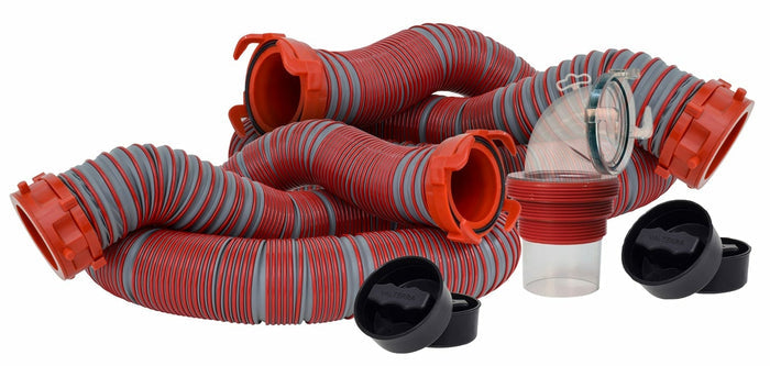 Red TPE Viper RV Sewer Hose Kit Components - Complete Set | United RV Parts