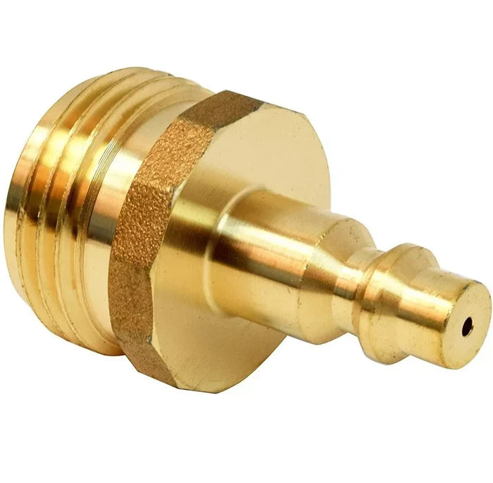 Brass RV Water Blow Out Plug with Quick Connect Fitting - Angle View | United RV Parts