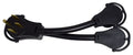 Black Valterra Y-Adapter 50A to Dual 30A Power Cord - Top View | United RV Parts