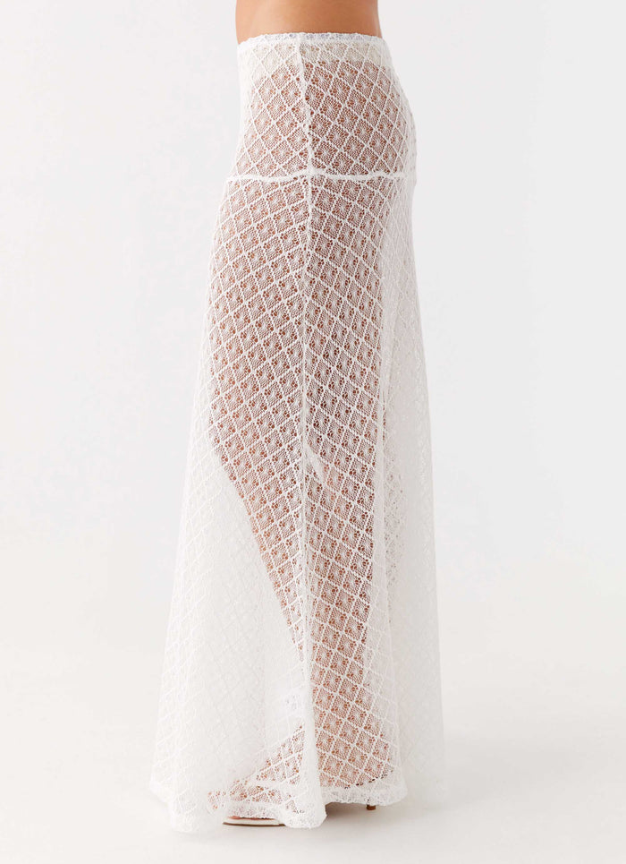 Velli Crochet Maxi Skirt White 2 Peppermayo