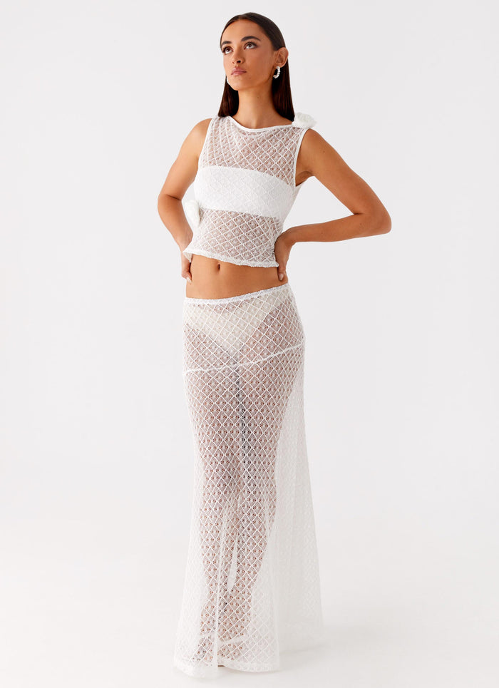 Velli Crochet Maxi Skirt White 6 Peppermayo