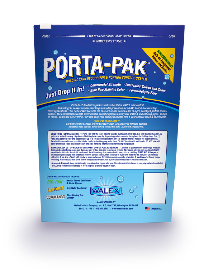 Blue Walex Porta-Pak RV Toilet Freshener - Back Package Instructions | United RV Parts